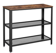 Consolle tavolino buffet con 2 ripiani a traliccio per soggiorno corridoio 101,5 x 35 x 80 cm ferro stile industriale marrone scuro 12_0000999