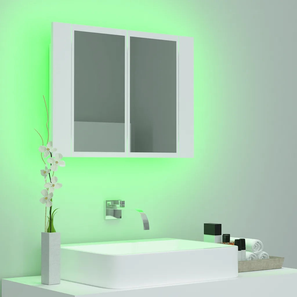 Armadietto a Specchio con Luci LED Bianco 60x12x45 in Acrilico 804956