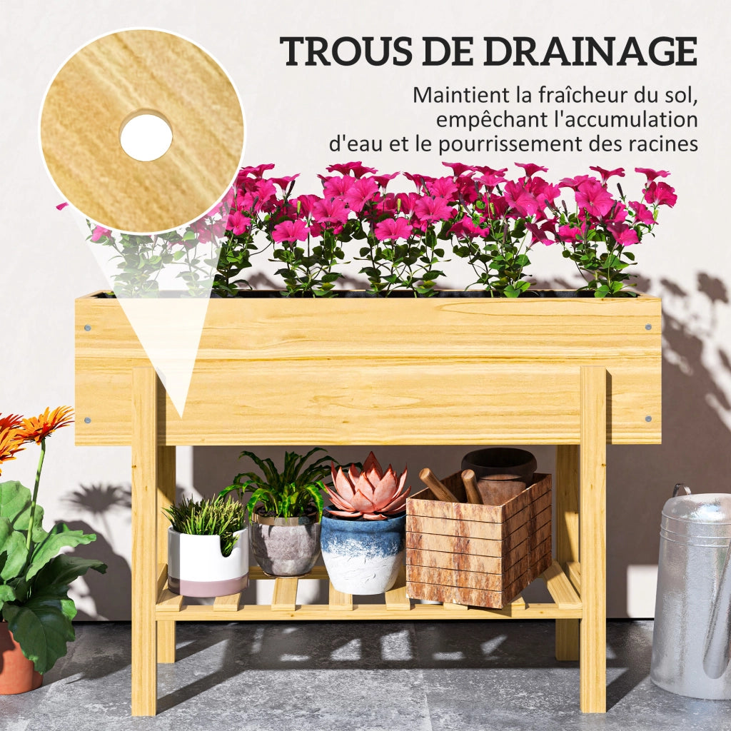 Fioriera da Giardino in Legno con Piedi ¨C zephmum ¨C Naturale 100x30x70.5 cm