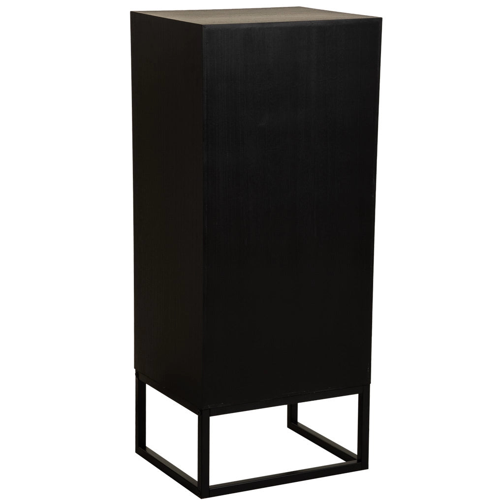 Cassettiera in legno di recupero nero con 5 cassetti, 42x36,5x105h cm
