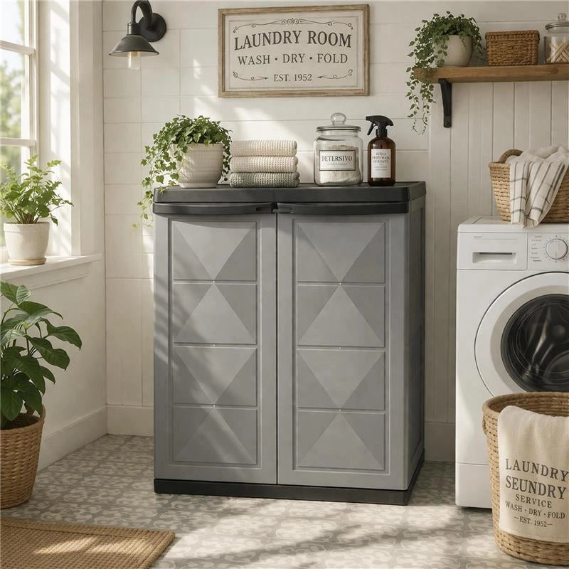 ARMADIO BASIC LINE CON 1 RIPIANO REGOLABILE - DARK GREY DIMENSIONE 65X37X83H CM