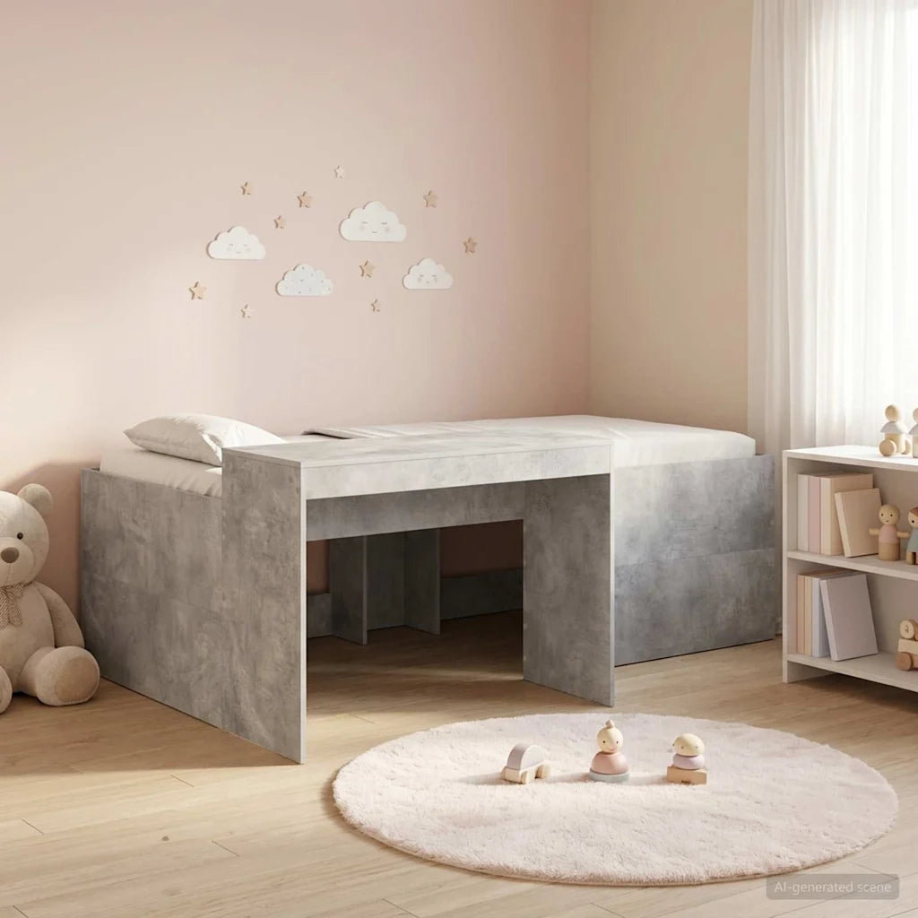 Letto alto per bambini con scrivania Grigio Cemento 3422678