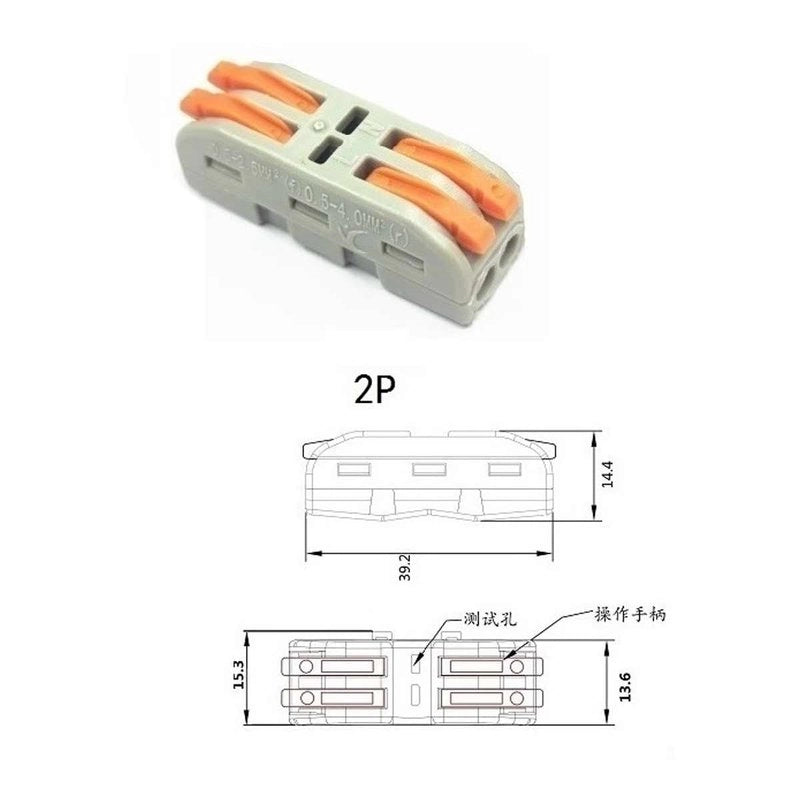 10 Morsetti Elettrici Rapidi 2P con Leva Connettori Compatti per Fili Elettrici