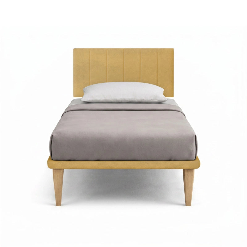Letto imbottito Singolo 80x190 cm Vertical - Con rete,Microfibra,Ocra