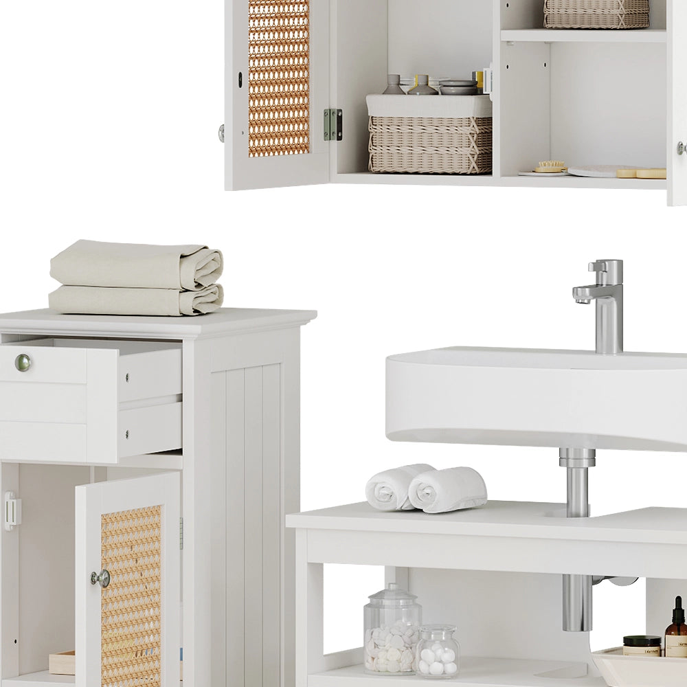 Vicco Set di mobili da bagno Bianco 4 parti, con armadio midi