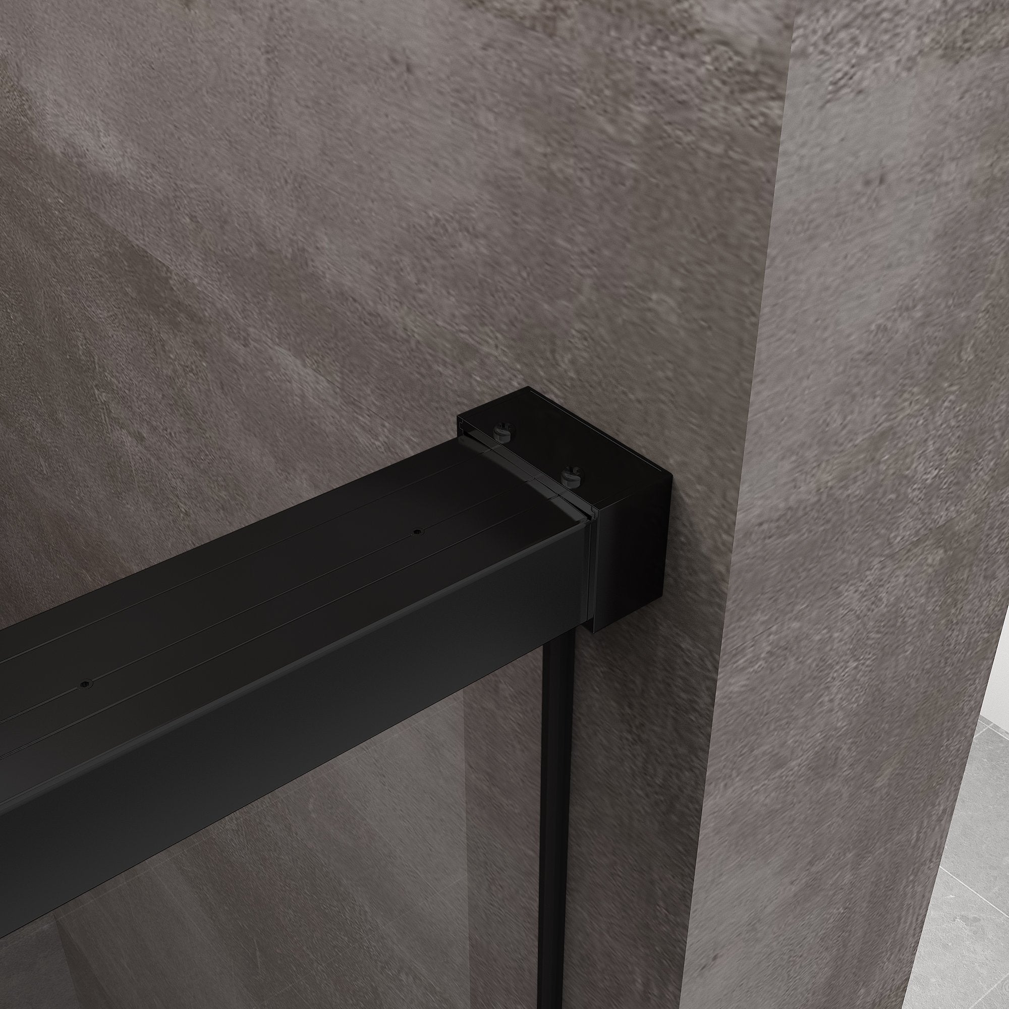 Porta Doccia Per Nicchia Con Chiusura Soft Close H 200 8 Mm Telaio Nero Opaco  Cm 130 (127-130)