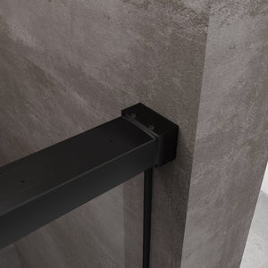 Porta Doccia Per Nicchia Con Chiusura Soft Close H 200 8 Mm Telaio Nero Opaco  Cm 170 (167-170)