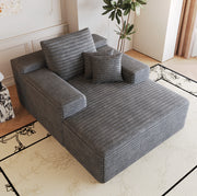 Divano chaise longue in velluto a coste grigio scuro