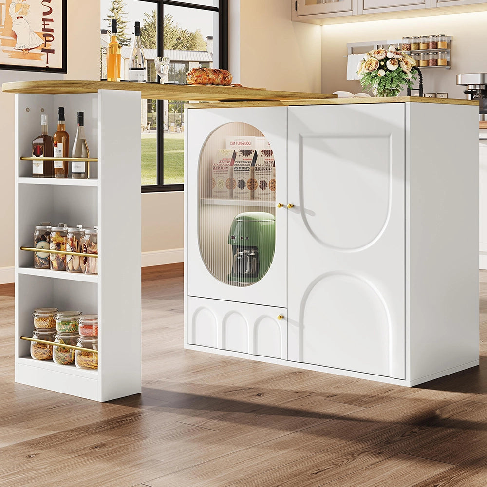 Tavolo bar rotante 360° - Xylo - con ripiano bianco/nero 138x39x102cm