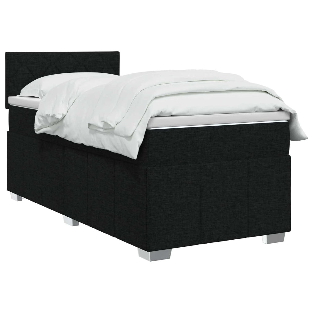 Letto box spring con materasso Nero 90 x 200 cm Tessuto 3452595