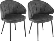Set di 2 Sedie - Sedia da Cucina di Lusso - Sedie da Cucina - 2 Sedie - Aspetto Moderno - Grigio - Velluto