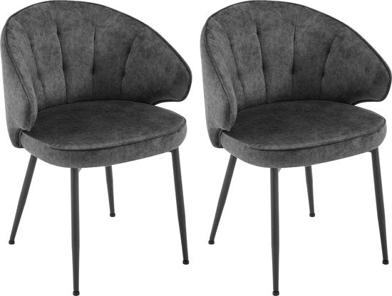 Set di 2 Sedie - Sedia da Cucina di Lusso - Sedie da Cucina - 2 Sedie - Aspetto Moderno - Grigio - Velluto