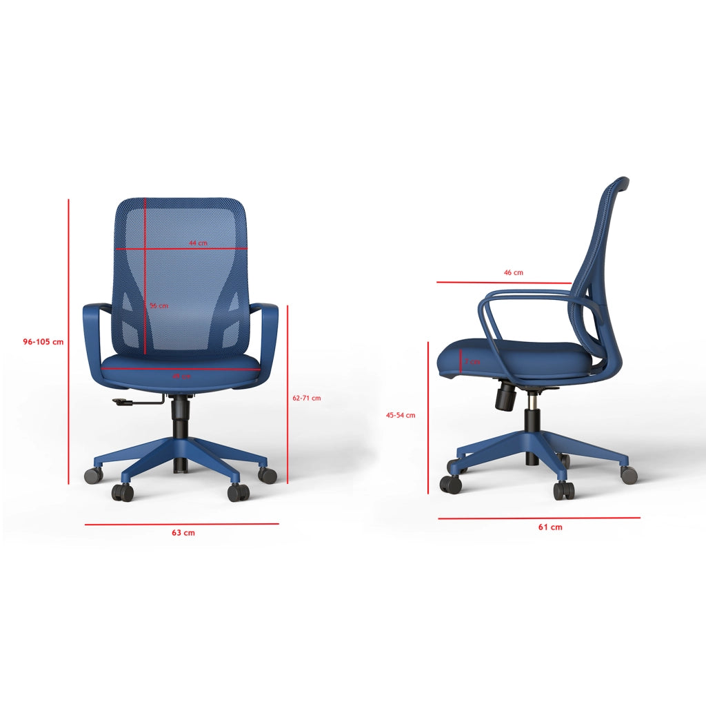 Sedia studio Hispanohogar altezza regolabile in tessuto blu
