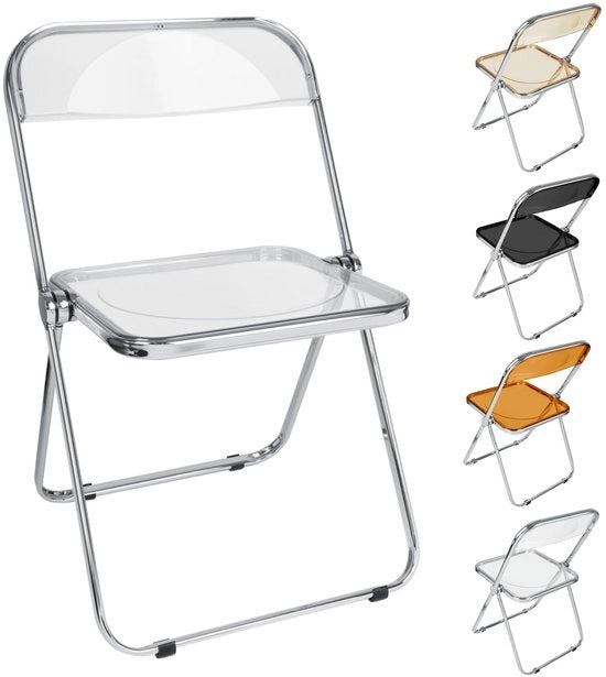 Sedia Lounge - Acrillo Translucido - Riutilizzabile - Cornice Cromata - Elementi di Cristallo