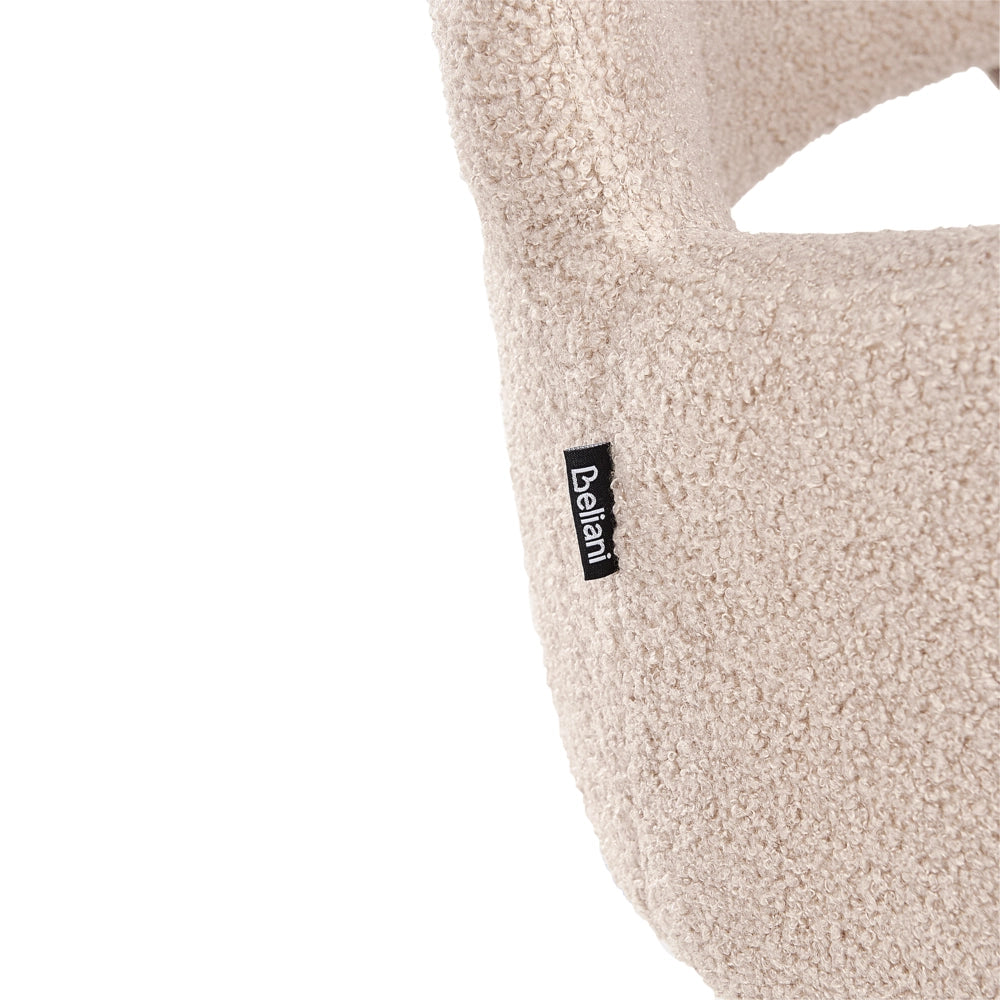 Set di 2 sedie Sedia da pranzo in bouclé beige con braccioli Schienale ritagliato Gambe in metallo nero