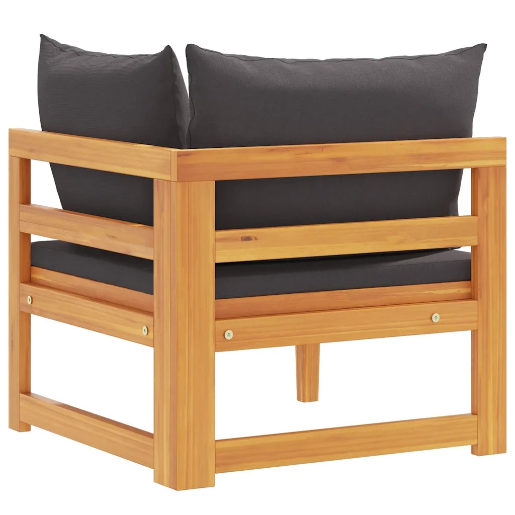 Divano Angolare con Cuscini-Sofa con Cuscini Grigio Scuro in Massello di Acacia