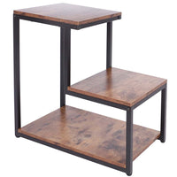 Tavolino Design Moderno Industriale 3 Ripiani Legno Metallo