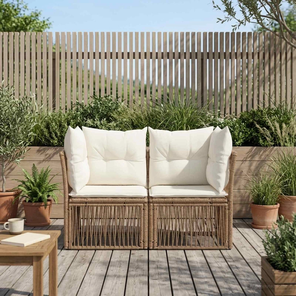Divano da giardino 2-Numero di posti Beige polyrattan 42026697