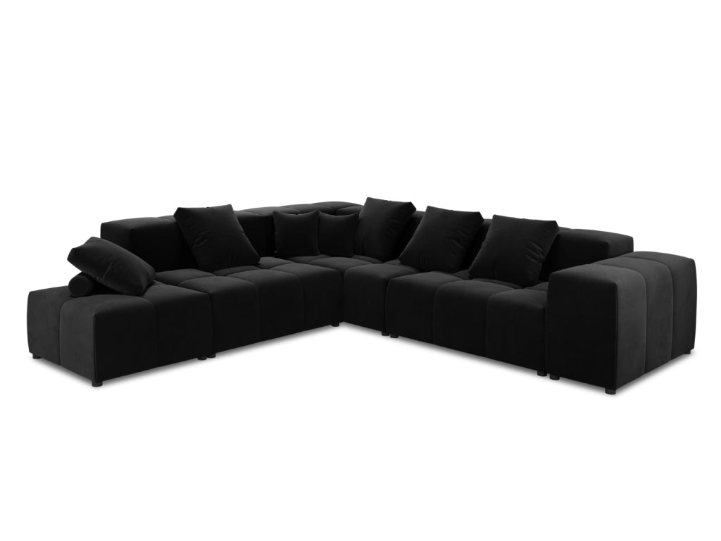 Cosmopolitan Design - Divano angolare modulare reversibile "Rome" 7 posti in velluto nero 