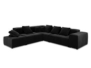 Cosmopolitan Design - Divano angolare modulare reversibile "Rome" 7 posti in velluto nero 
