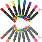 Trade Shop - 12 Pennarelli Gesso Liquido Colori Brillanti Fluo Per Lavagne Finestre Vetri -