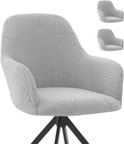 Hoes per Sedia di Alta Qualità con Strette Elastiche con Braccioli - 2 Pezzi - Hoes per Sedia da Ufficio - Hoes per Sedia da Cucina - Tessuto Jacquard in Tonalità Chiara - Colore Grigio Chiaro