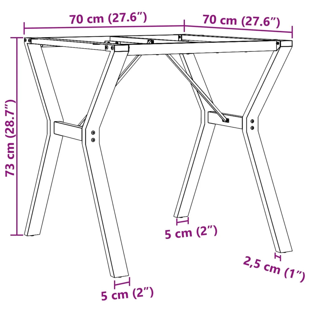 Telaio Gambe a Y per Tavolo da Pranzo 70x70x73 cm in Acciaio