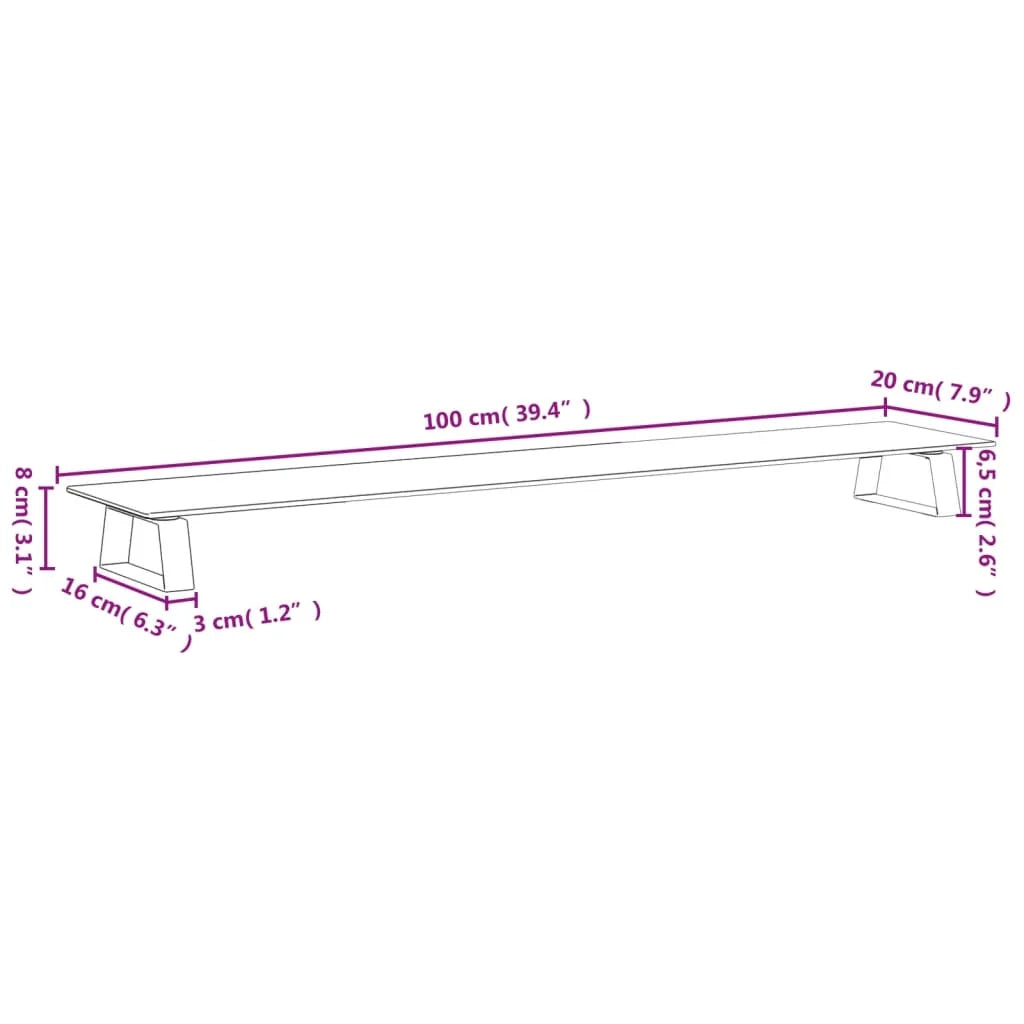 Supporto per monitor mobile da scrivania 100 x 20 x 8 cm vetro temperato e metallo nero 02_0044824