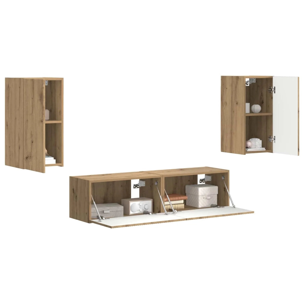 Set mobile TV 4 pcs Rovere artigianale Legno multistrato 3409158