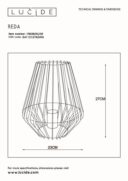 Lucide REDA lampada da tavolo E27 40W nera 78598/01/30