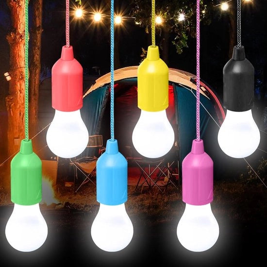 Lampada LED per imballaggio, adatta per campeggio, tende, illuminazione di campeggio, con interruttore a cavo, lampada portatile, adatta per escursioni, pesca, ufficio, giardino, barbecue (luce bianca)