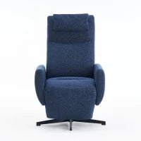 Poltrona relax reclinabile con base girevole e schienale regolabile, 67x80.5x110 cm, Blu