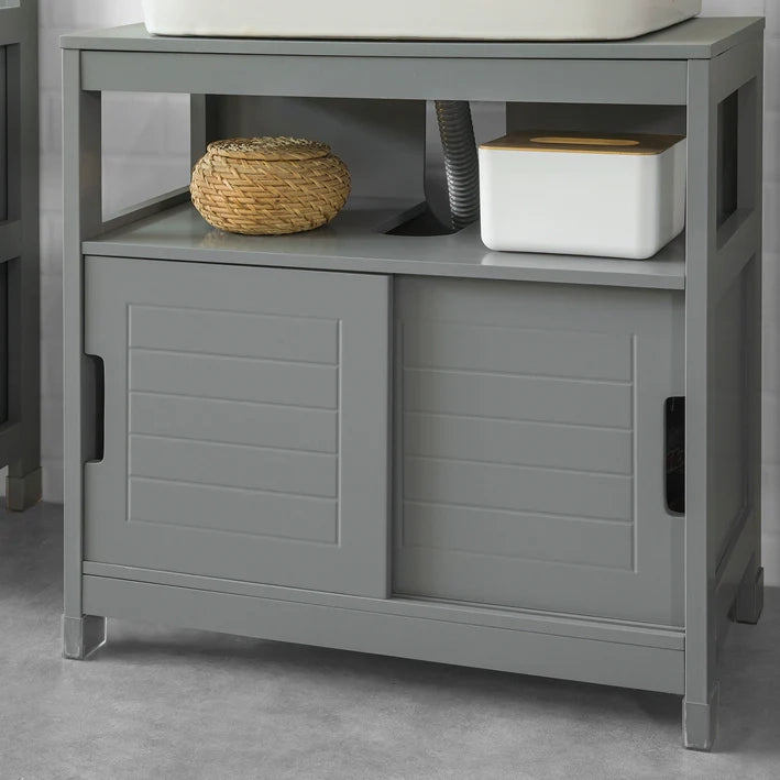 Mobile Sottolavabo Per Bagno con Poggiapiedi Sottolavabo Bagno Mobile Bagno Sottolavabo Grigio Scuro FRG128-SG
