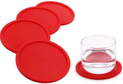 Set di 4 sottopiani in silicone, sottopiani antiscivolo per bicchieri, sottopiani per tavolo, sottopiani per tazze, sottopiani rotondi da 10 cm per bicchieri, vasi, candele (rosso)