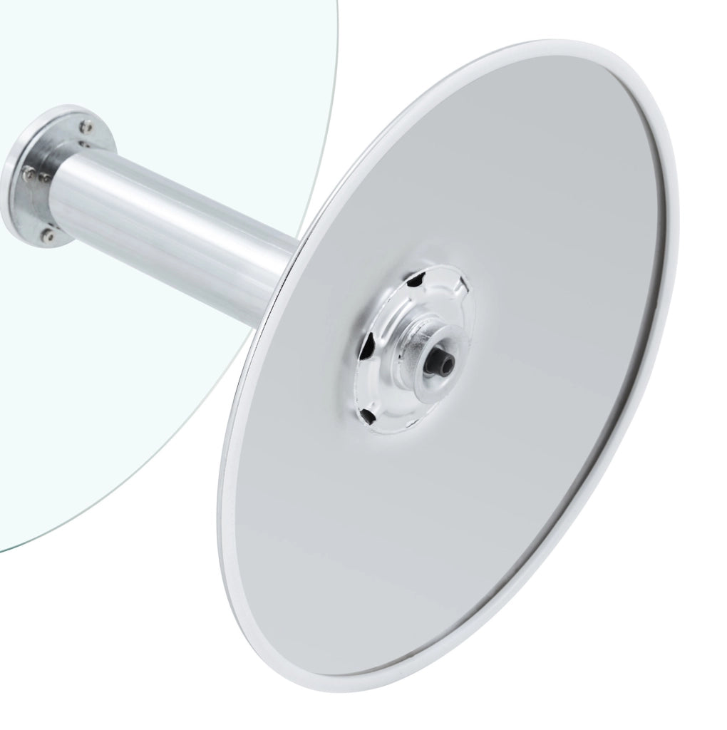 Tavolino da soggiorno rotondo diametro 70 cm altezza 45 cm antigraffio in vetro e metallo argento