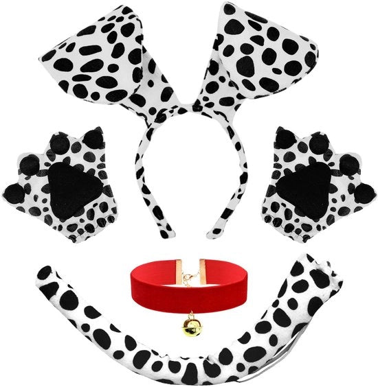 Set di costume per cani 4 pezzi - Costume per cani carnevale - Costume per cani Halloween - Costume per cosplay - Collare adattabile - Inclusi orecchini e coda