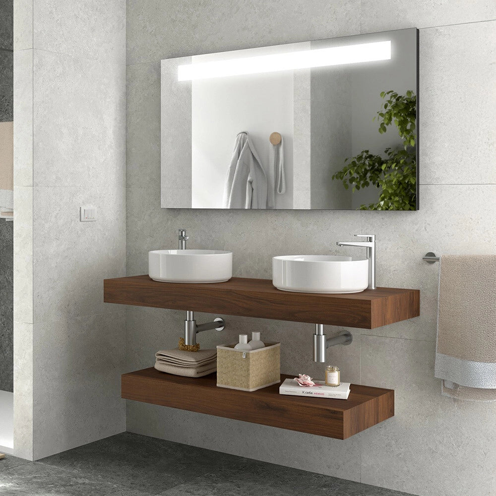 Mensolone bagno 120 cm sospeso in noce maya - Sumo