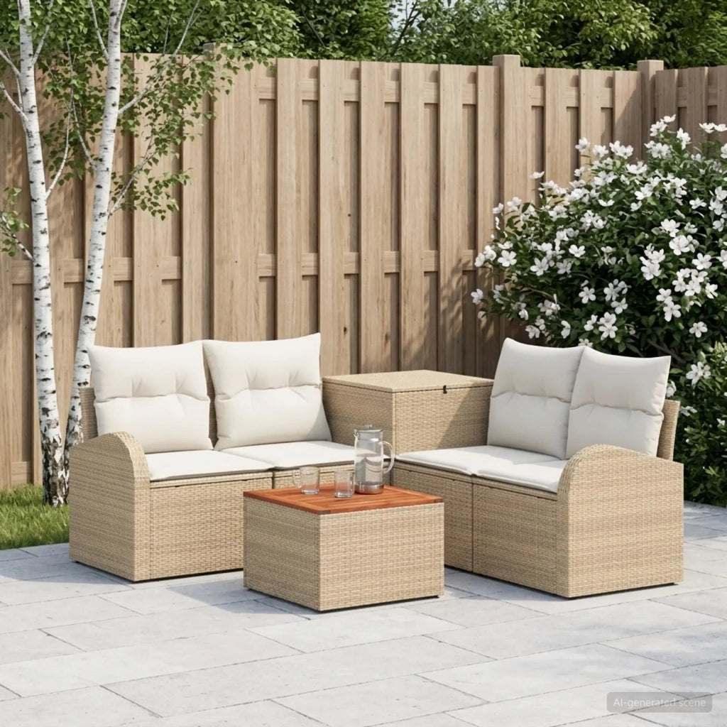 Set di divani 6 pz Beige e Bianco Crema 3447202