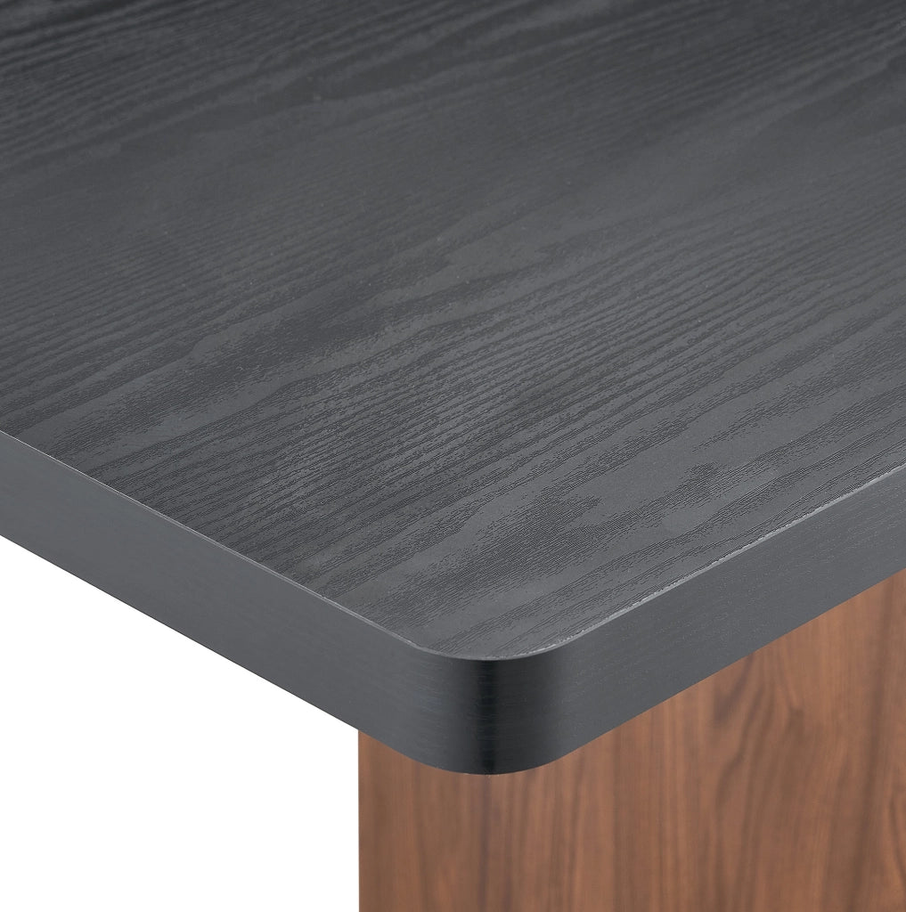 Tavolo da pranzo allungabile 130-160 cm con ripiano; MDF; nero e noce