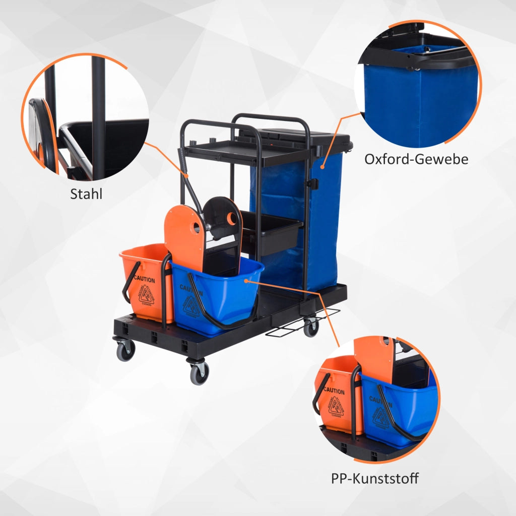 CARRELLO PER PULIZIA Professionale 111x63,3x103 cm Metallo Nero