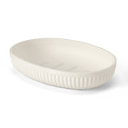 Porta saponetta da appoggio bianco crema in plastica rigida cannettata Arizona