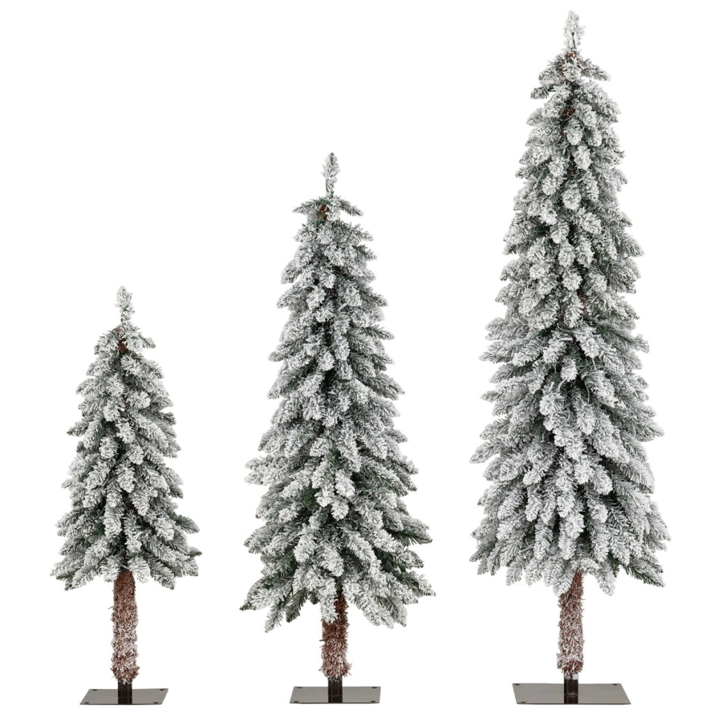 Albero di natale set di 3 alberi artificiali da 90 cm 120 cm e 150 cm, Albero di natale con 115 207 e 275 rami innevati Bianco-Alberi di Natale