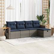 Set Divano da Giardino 5 pz con Cuscini Grigio in Polyrattan 3325960