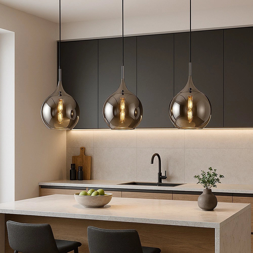 Trade Shop - Lampadario A Sospensione Decorativa In Metallo Con Sfera In Vetro Attacco E27 Ip20 A72 -