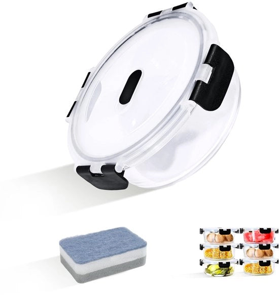 Set di contenitori in vetro con coperchio (6 pezzi) - 950 ml, piatti per microonde in vetro con coperchio, contenitori in vetro a chiusura ermetica con coperchio, contenitori di cibo in vetro a chiusura ermetica, BPA libero