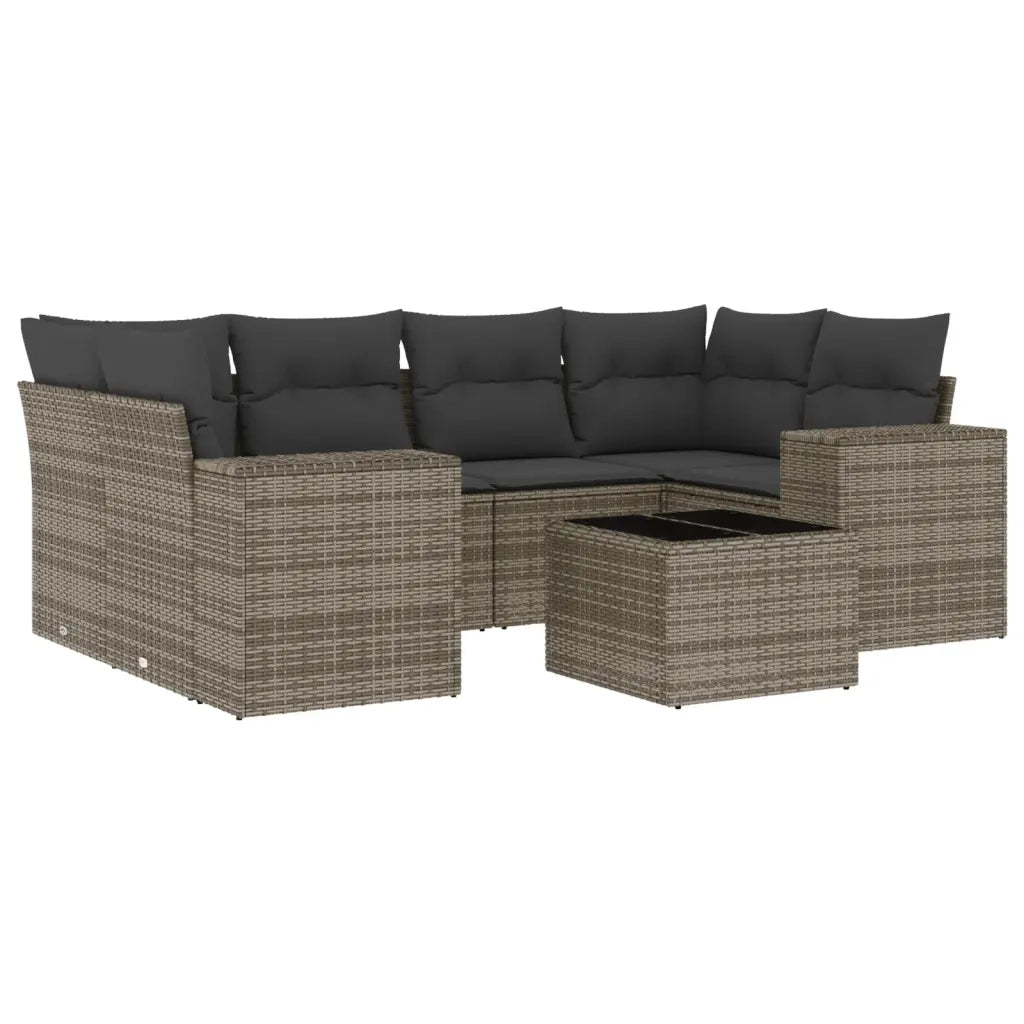 Set Divani da Giardino 7 pz con Cuscini Grigio in Polyrattancod mxl 90896
