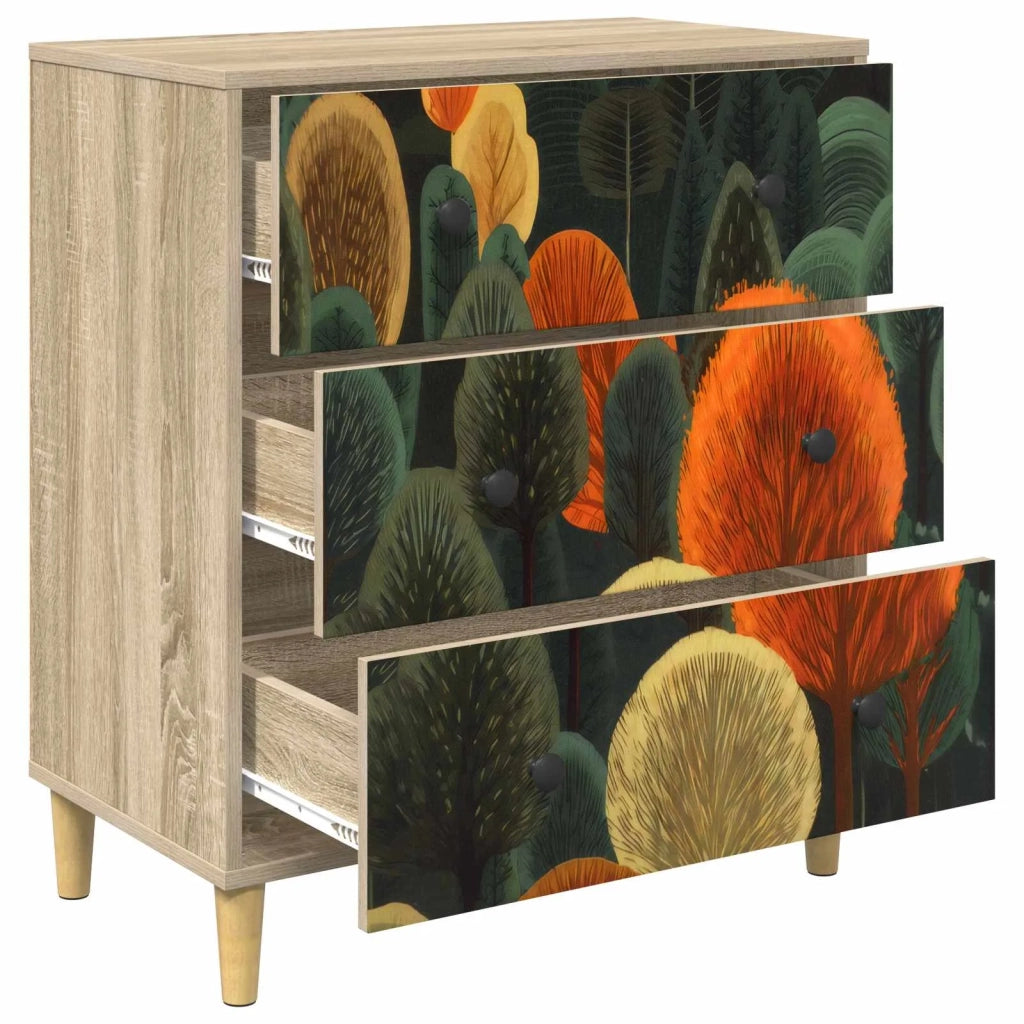 Cassettiera ZAANDAM Stampa boschiva 66 x 36,5 x 75 cm Sonoma 8007360
