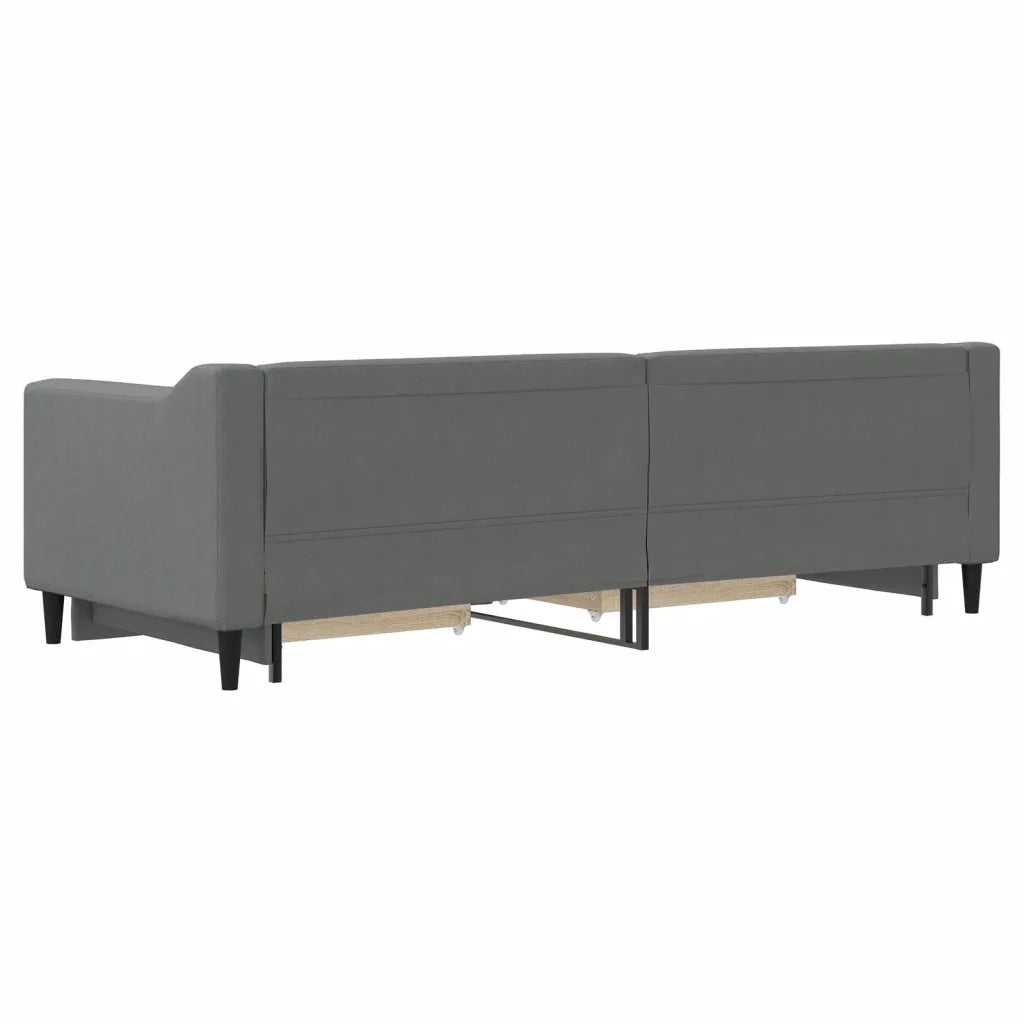 Divano Letto Estraibile Cassetti Grigio Scuro 80x200cm Tessuto