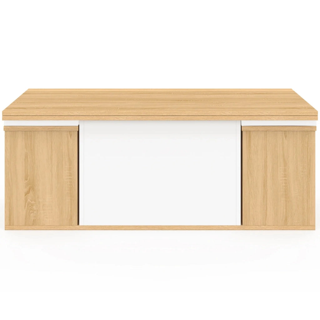 IDMarket - Tavolino rettangolare alzabile EDEN in legno e bianco con poggiapiedi