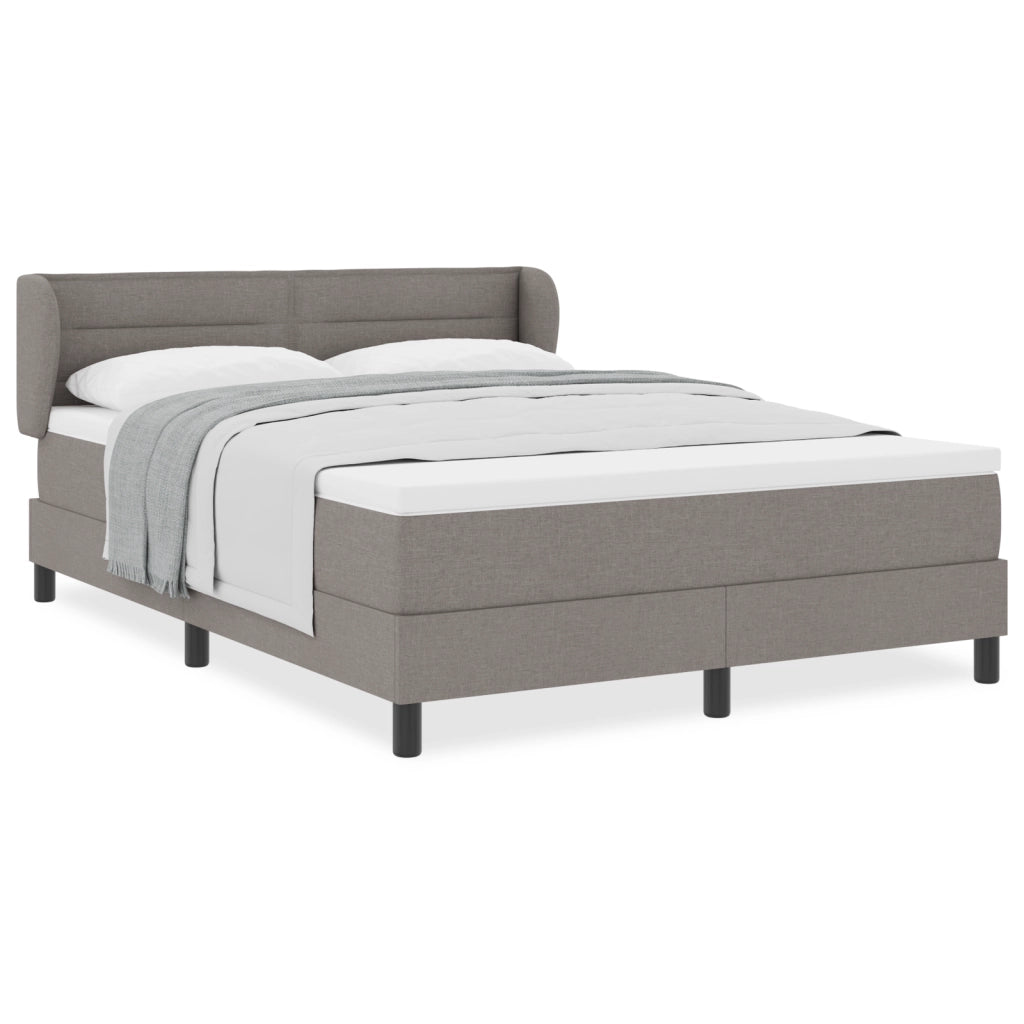 Letto Box Spring  con Materasso in Tortora, 140x190 cm, Tessuto